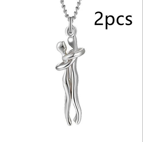 Love Hug Necklace Unisex Men Women Couple Jewelry Simple Temperament Clavicle Chain Valentines Day Lover Gift - NOMAN STORE LLC