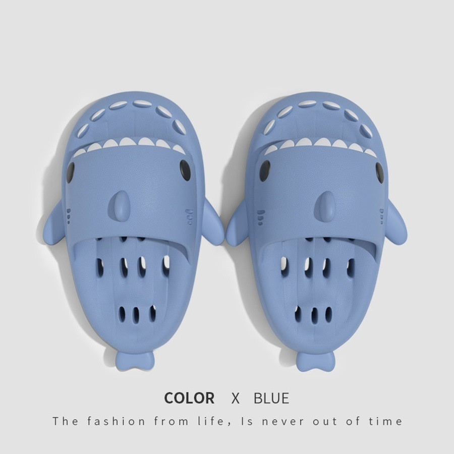 Shark Slippers With Drain Holes Shower Shoes For Women Quick Drying Eva Pool Shark Slides Beach Sandals With Drain Holes - NOMAN STORE LLC