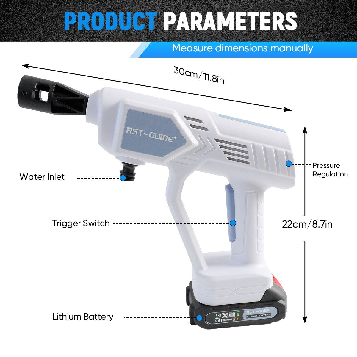 Car Pressure Washer Water Cordless High Power Jet Wash Cleaner Portable 2Battery - NOMAN STORE LLC