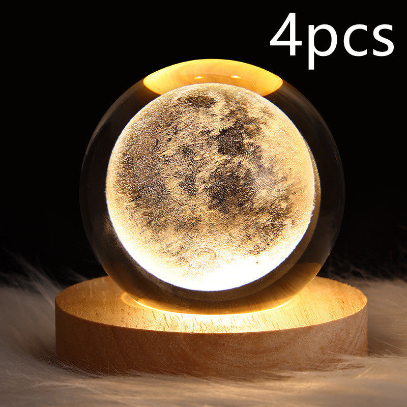 LED Night Light Galaxy Crystal Ball Table Lamp 3D Planet Moon Lamp Bedroom Home Decor For Kids Party Children Birthday Gifts - NOMAN STORE LLC