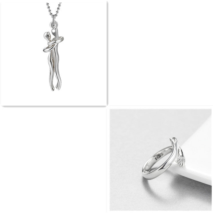 Love Hug Necklace Unisex Men Women Couple Jewelry Simple Temperament Clavicle Chain Valentines Day Lover Gift - NOMAN STORE LLC
