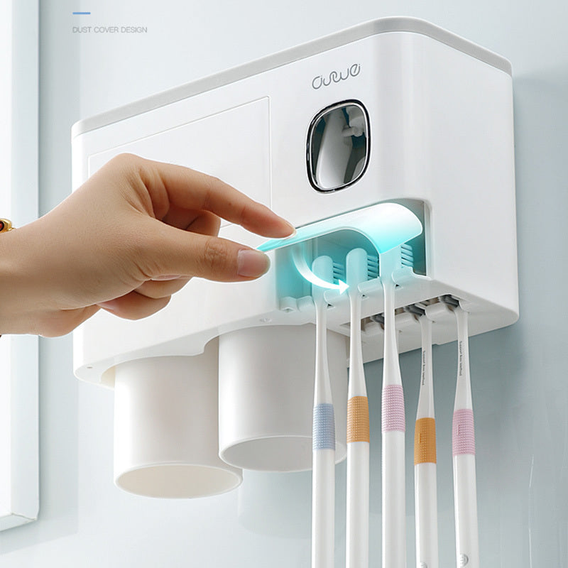 Non-marking Hanging Magnetic Toothbrush Holder Single Drawer Storage Rack With Toothpaste Squeezer Toiletry Set - NOMAN STORE LLC