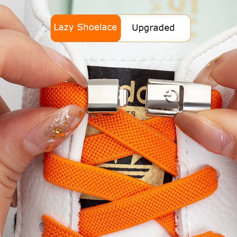Press Lock Shoelaces Without Ties Elastic Laces Sneaker 8MM Widened Flat No Tie Shoe Laces Kids Shoelace For Shoes - NOMAN STORE LLC