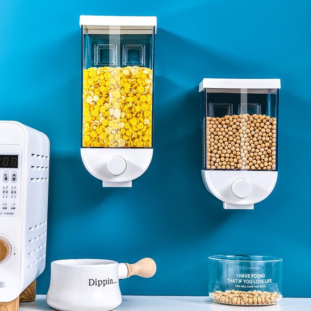 Kitchen Food Storage Easy Press Container Cereal Dispenser Wall Mounted Food Storage Box - NOMAN STORE LLC