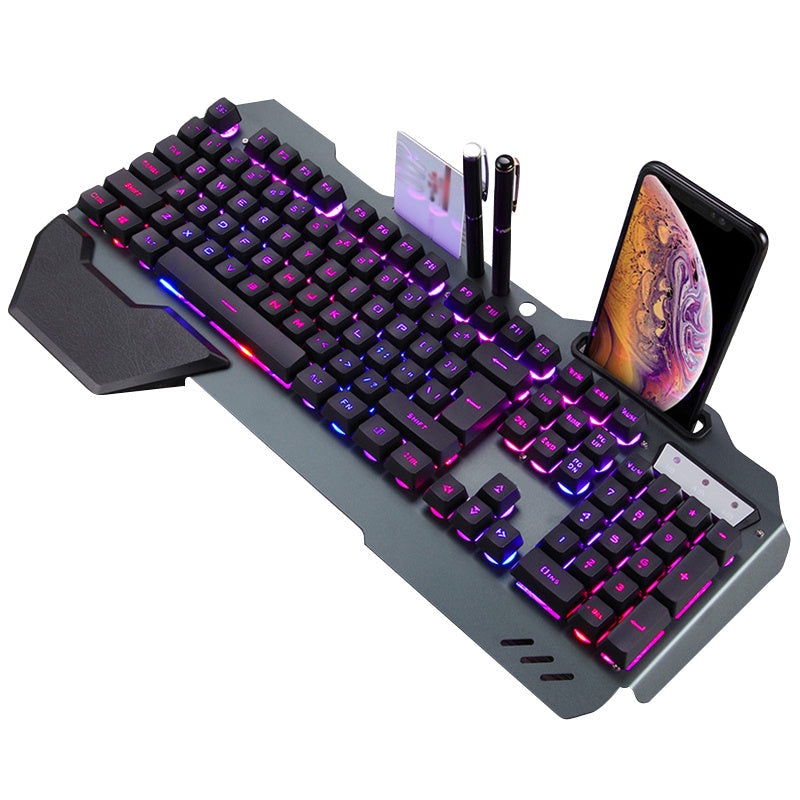 ErgonomicWired Gaming Keyboard with RGB Backlight Phone Holder - NOMAN STORE LLC