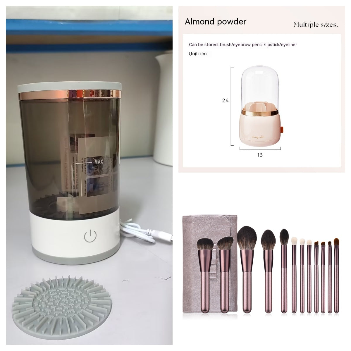 Women Eye Shadow Brush Cleaning Tool Portable Electric Makeup Brush Cleaner Machine With USB Charging Automatic Cosmetic Brush - NOMAN STORE LLC