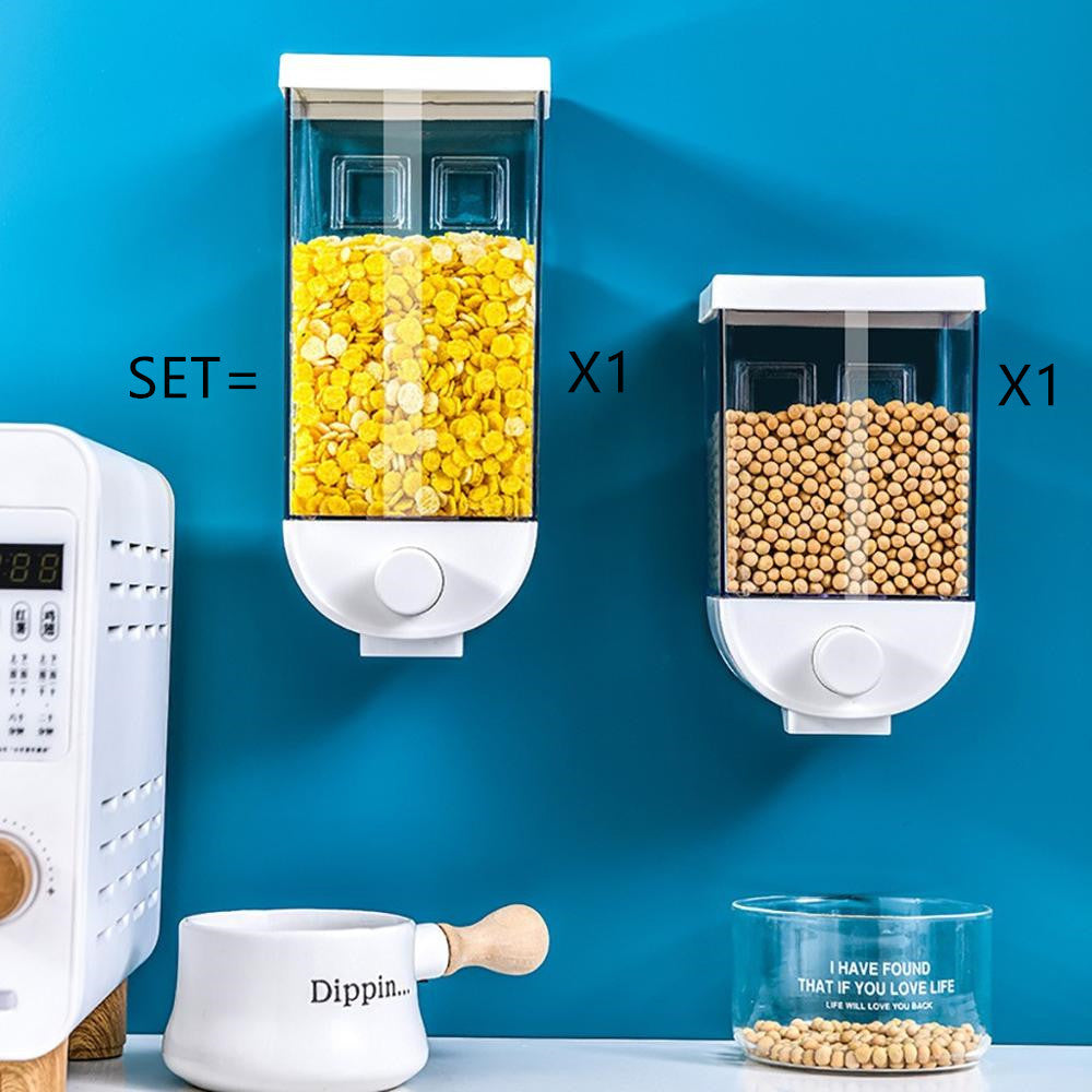 Kitchen Food Storage Easy Press Container Cereal Dispenser Wall Mounted Food Storage Box - NOMAN STORE LLC