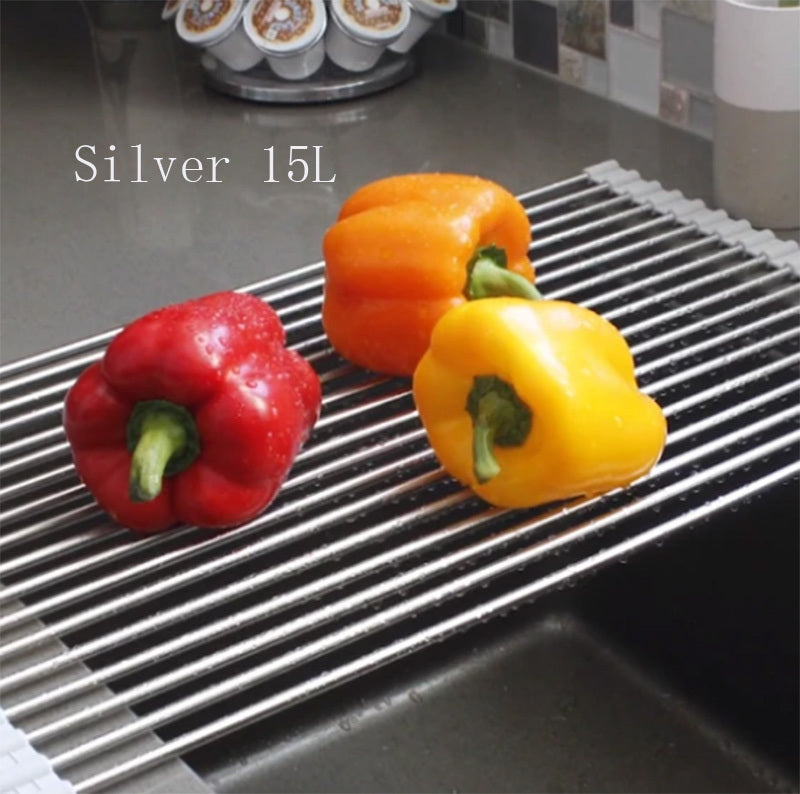 Folding Kitchen Drain Sink Rack Stainless Steel - NOMAN STORE LLC