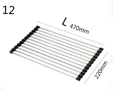 Folding Kitchen Drain Sink Rack Stainless Steel - NOMAN STORE LLC