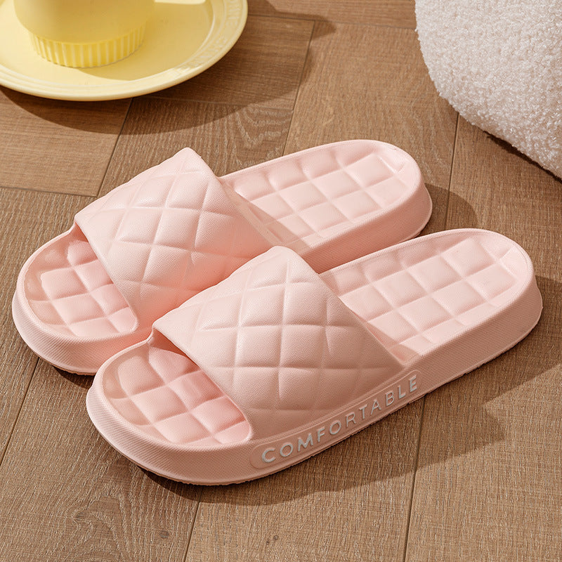 Men's Home Slippers With Plaid Design Soft-soled Silent Indoor Floor Bathing Slippers Women House Shoes Summer - NOMAN STORE LLC
