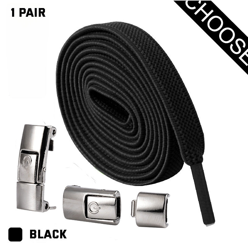 Press Lock Shoelaces Without Ties Elastic Laces Sneaker 8MM Widened Flat No Tie Shoe Laces Kids Shoelace For Shoes - NOMAN STORE LLC