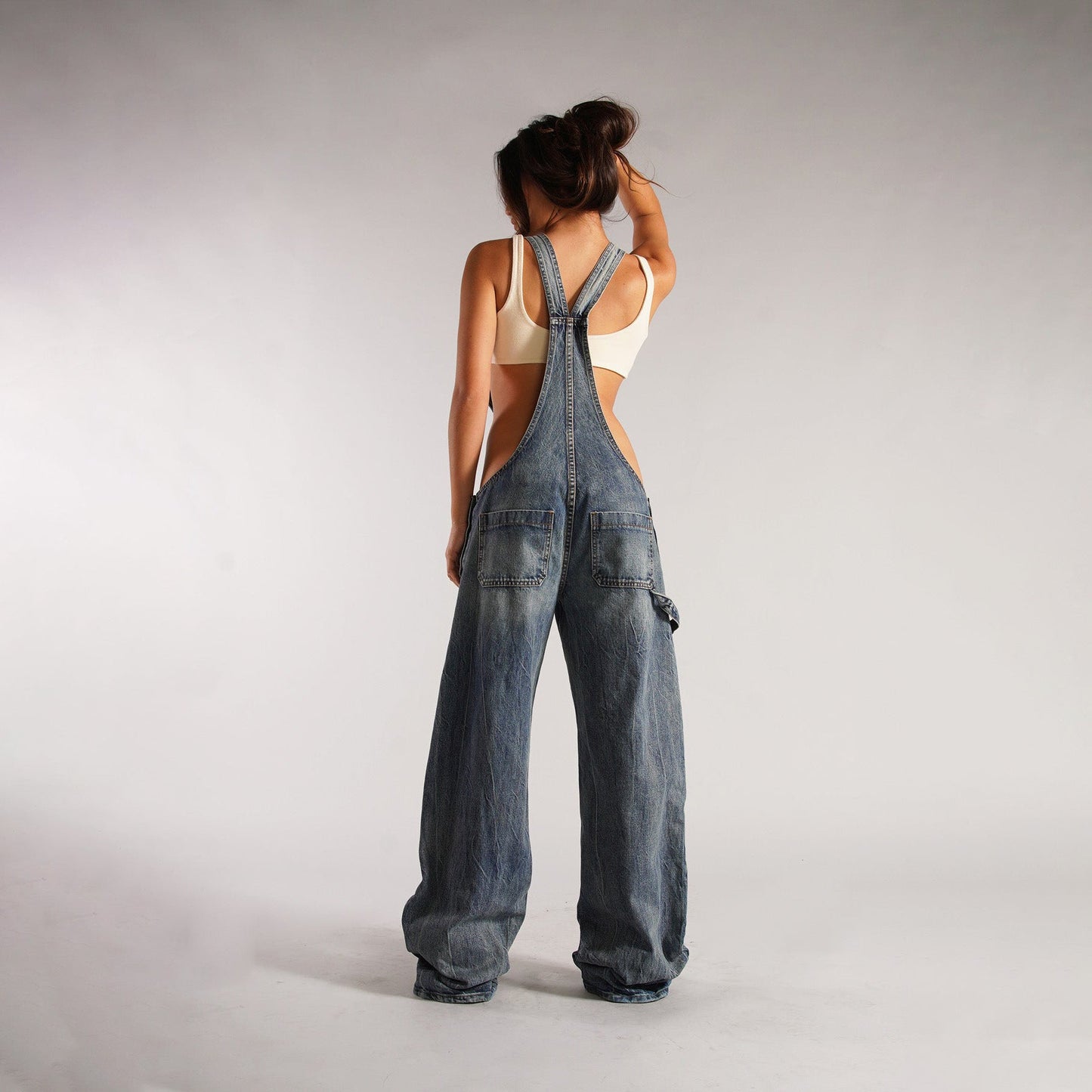 Y2K Zipper Denim Overalls With Pockets Fashion Loose Suspender Jumpsuit Streetwear Jeans Pants Womens Clothing - NOMAN STORE LLC