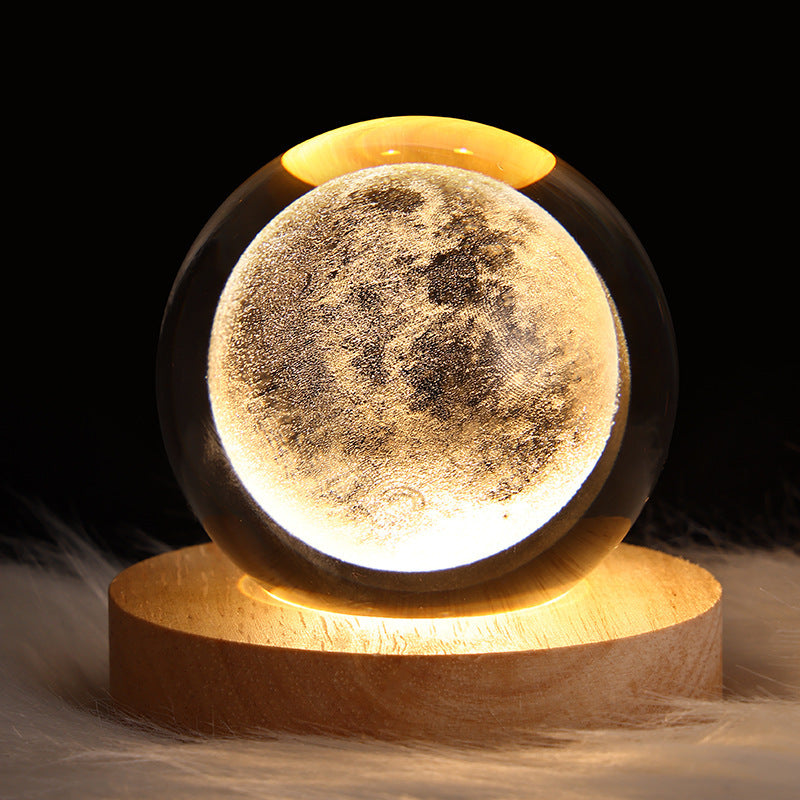 LED Night Light Galaxy Crystal Ball Table Lamp 3D Planet Moon Lamp Bedroom Home Decor For Kids Party Children Birthday Gifts - NOMAN STORE LLC