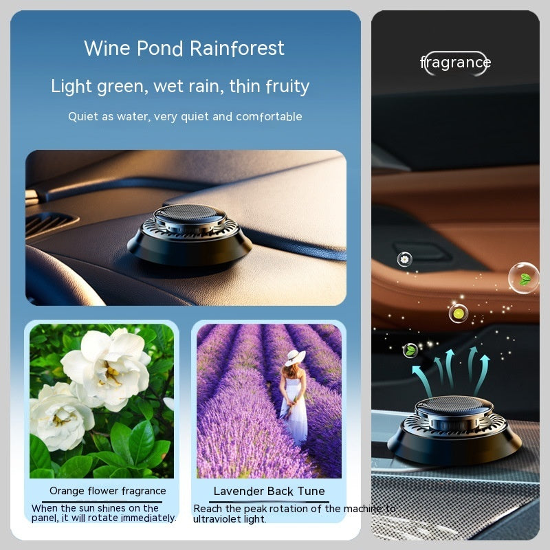 Portable Kinetic Car Air Freshener Solar Powered Double Ring Rotating Air Cleaner Perfume Fragrance Diffuser - NOMAN STORE LLC