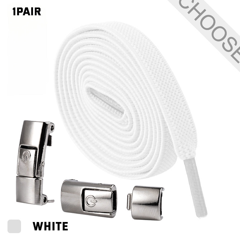 Press Lock Shoelaces Without Ties Elastic Laces Sneaker 8MM Widened Flat No Tie Shoe Laces Kids Shoelace For Shoes - NOMAN STORE LLC