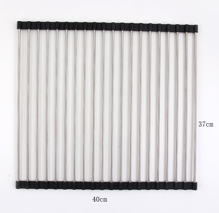 Folding Kitchen Drain Sink Rack Stainless Steel - NOMAN STORE LLC