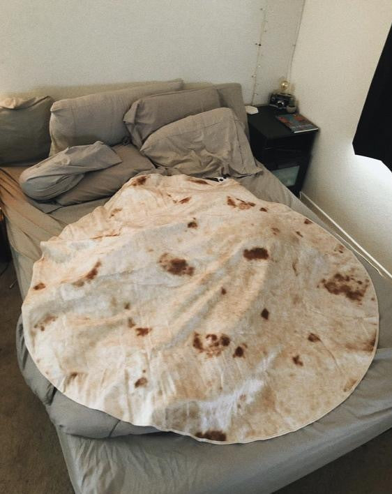 Super Soft Warm Flannel Burrito Blankets 280Gsm Round Shape Airplane Travel Throw Coral Fleece Tortilla Nap Wrap Blankets - NOMAN STORE LLC