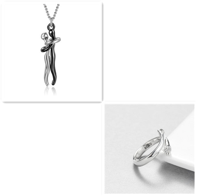 Love Hug Necklace Unisex Men Women Couple Jewelry Simple Temperament Clavicle Chain Valentines Day Lover Gift - NOMAN STORE LLC