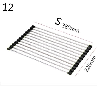 Folding Kitchen Drain Sink Rack Stainless Steel - NOMAN STORE LLC