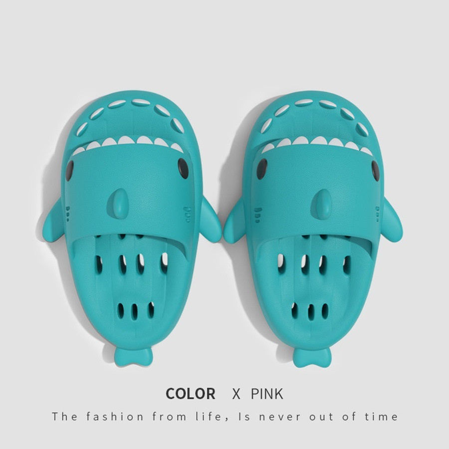Shark Slippers With Drain Holes Shower Shoes For Women Quick Drying Eva Pool Shark Slides Beach Sandals With Drain Holes - NOMAN STORE LLC