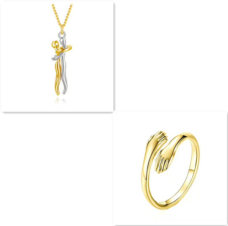 Love Hug Necklace Unisex Men Women Couple Jewelry Simple Temperament Clavicle Chain Valentines Day Lover Gift - NOMAN STORE LLC