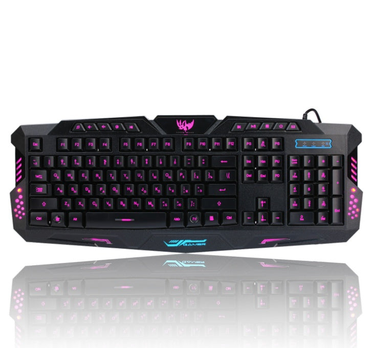 J10 tricolor backlight wired gaming keyboard set colorful luminous gaming mouse keyboard Russian keyboard - NOMAN STORE LLC