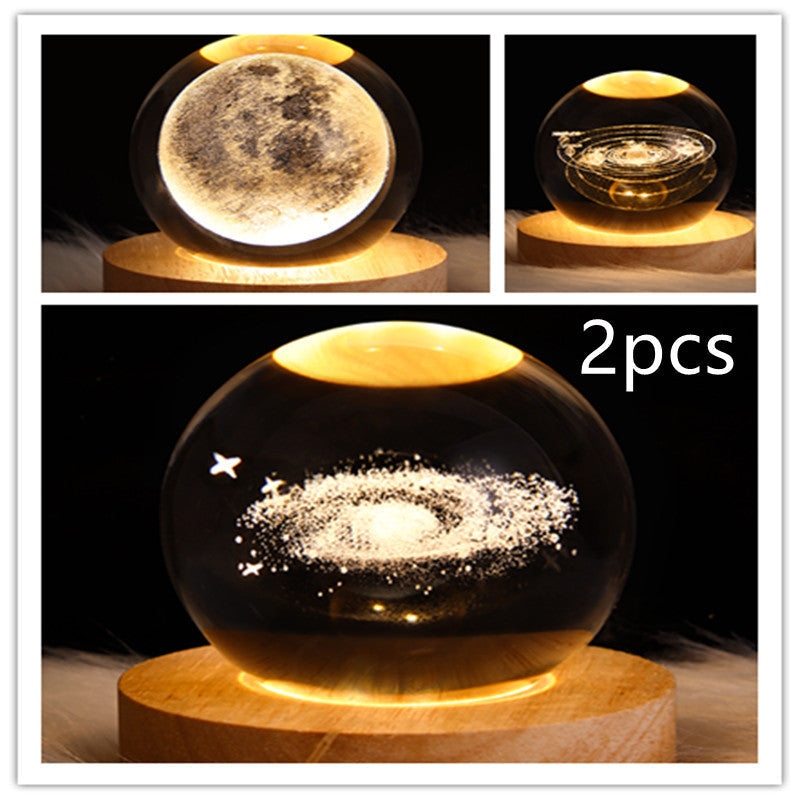 LED Night Light Galaxy Crystal Ball Table Lamp 3D Planet Moon Lamp Bedroom Home Decor For Kids Party Children Birthday Gifts - NOMAN STORE LLC