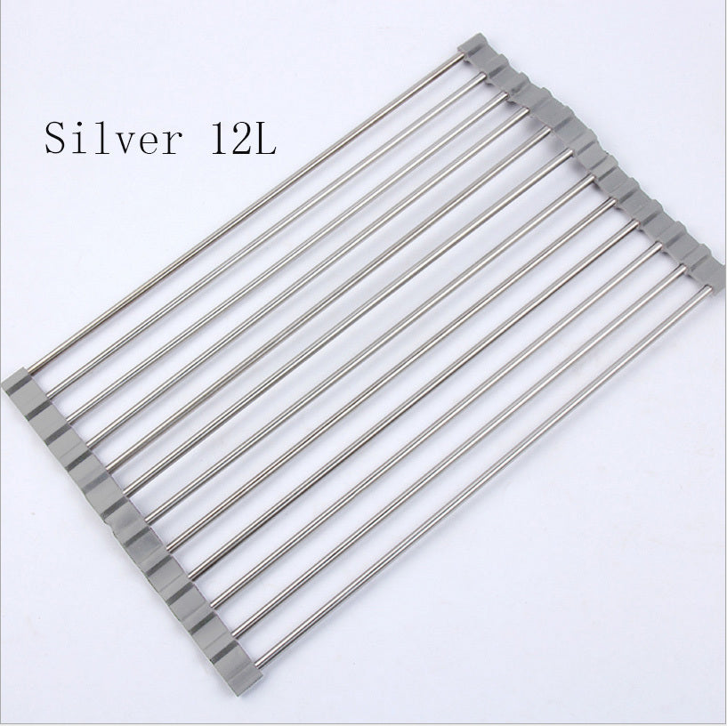 Folding Kitchen Drain Sink Rack Stainless Steel - NOMAN STORE LLC