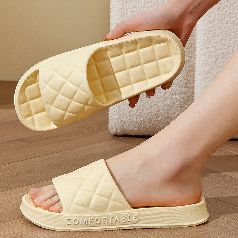 Men's Home Slippers With Plaid Design Soft-soled Silent Indoor Floor Bathing Slippers Women House Shoes Summer - NOMAN STORE LLC