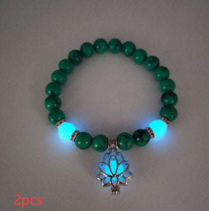 Energy Luminous Lotus Natural Stone Bracelet Yoga Healing Luminous Glow In The Dark Charm Beads Bracelet For Men Women Prayer Buddhism - NOMAN STORE LLC