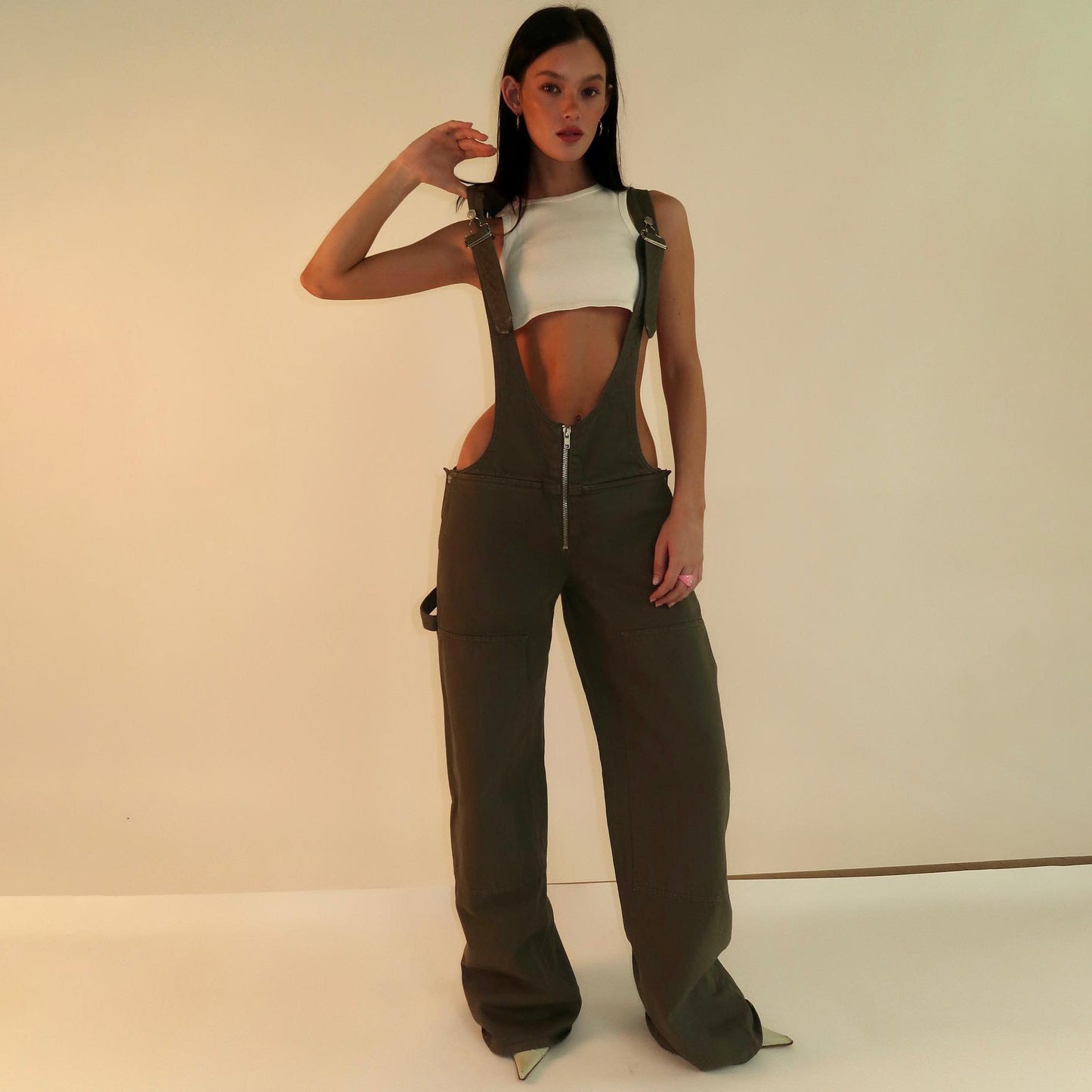 Y2K Zipper Denim Overalls With Pockets Fashion Loose Suspender Jumpsuit Streetwear Jeans Pants Womens Clothing - NOMAN STORE LLC