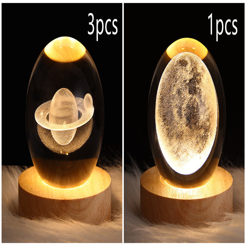 LED Night Light Galaxy Crystal Ball Table Lamp 3D Planet Moon Lamp Bedroom Home Decor For Kids Party Children Birthday Gifts - NOMAN STORE LLC
