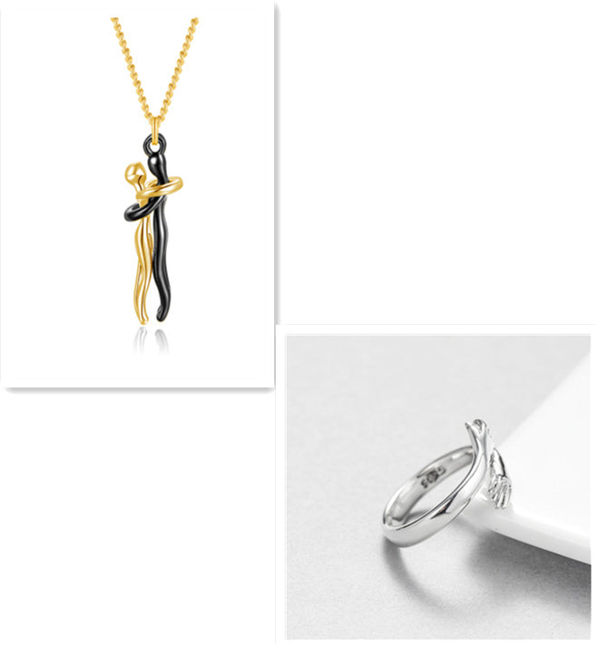 Love Hug Necklace Unisex Men Women Couple Jewelry Simple Temperament Clavicle Chain Valentines Day Lover Gift - NOMAN STORE LLC