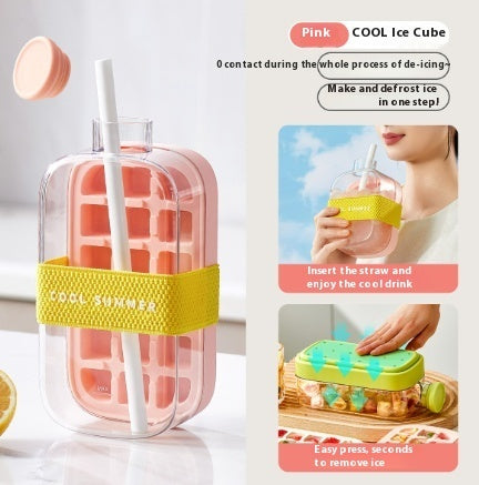 One-Click Molding Cooling Cup,Instant Ice Maker,Zero-Contact Design,Straw Included,Curling Mold,Portable & Stylish Chilled Drink - NOMAN STORE LLC