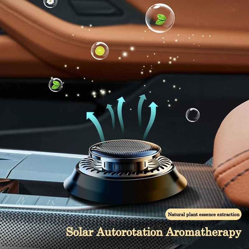 Portable Kinetic Car Air Freshener Solar Powered Double Ring Rotating Air Cleaner Perfume Fragrance Diffuser - NOMAN STORE LLC