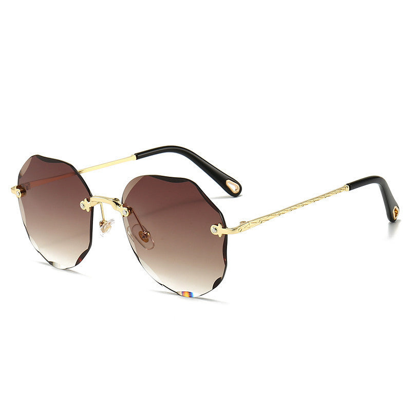 Polygonal Sunglasses Women Rimless Trimmed Sunglasses - NOMAN STORE LLC