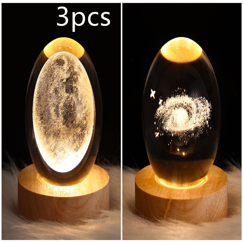 LED Night Light Galaxy Crystal Ball Table Lamp 3D Planet Moon Lamp Bedroom Home Decor For Kids Party Children Birthday Gifts - NOMAN STORE LLC