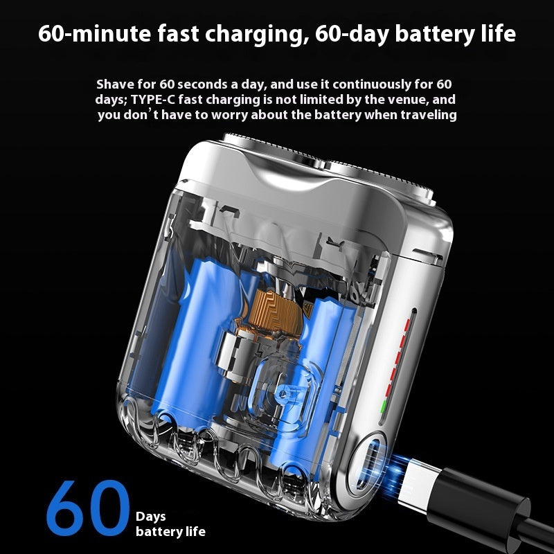 Portable Rotary Dual Ring Electric Shaver Men Travel Mini Shaver Double Floating Magnetic Blade Head Rechargeable Pocket Razors - NOMAN STORE LLC