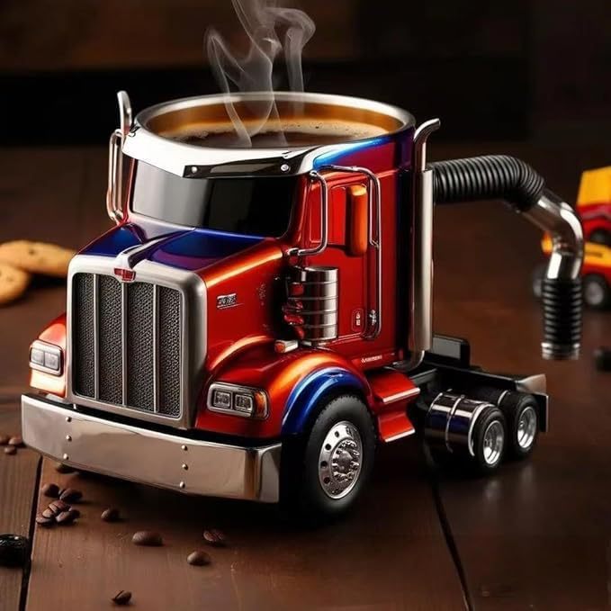 Durable Truck Coffee Mug Semi Truck Handcrafted Coffee Cup Semi-trailer Shaped Semi-Truck Coffee Mugs For Family - NOMAN STORE LLC