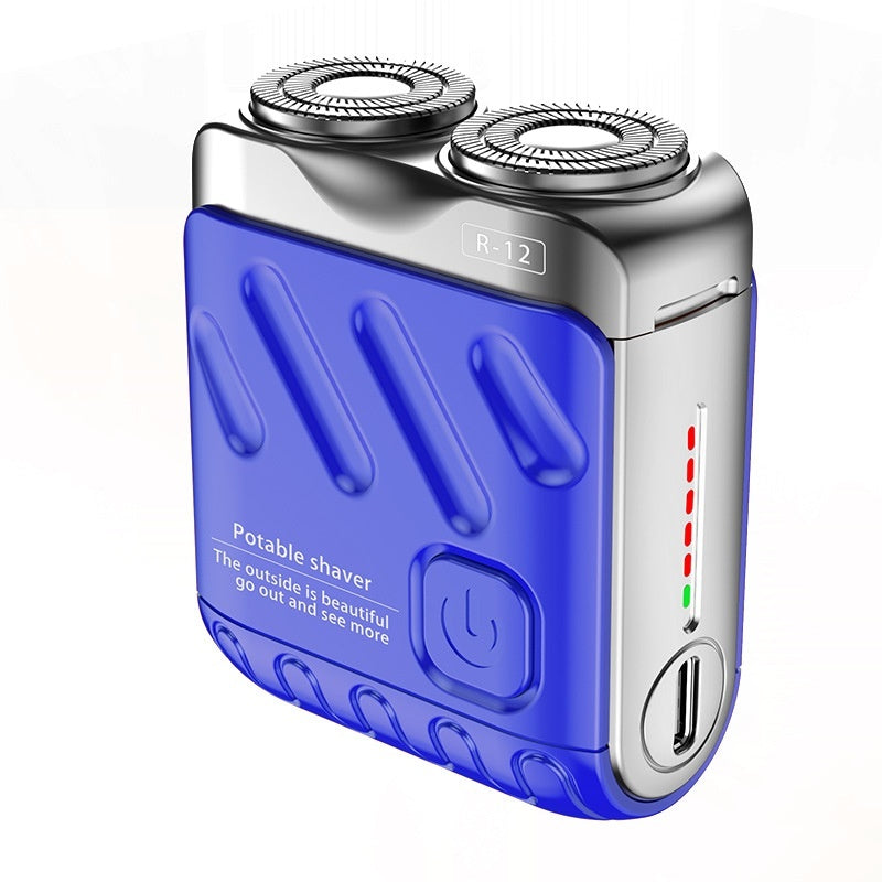 Portable Rotary Dual Ring Electric Shaver Men Travel Mini Shaver Double Floating Magnetic Blade Head Rechargeable Pocket Razors - NOMAN STORE LLC