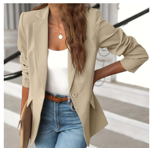 Ins Lapel Button Jacket Fashion Commuter Casual Suit Jacket Women's Long-sleeved Tops Outwear Clothing - NOMAN STORE LLC