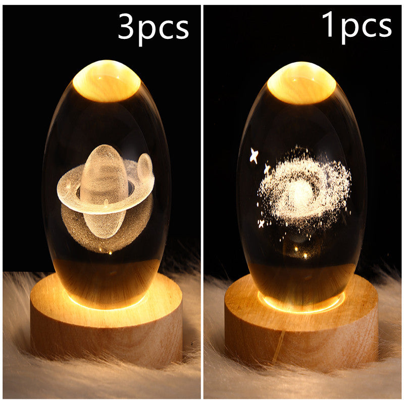 LED Night Light Galaxy Crystal Ball Table Lamp 3D Planet Moon Lamp Bedroom Home Decor For Kids Party Children Birthday Gifts - NOMAN STORE LLC