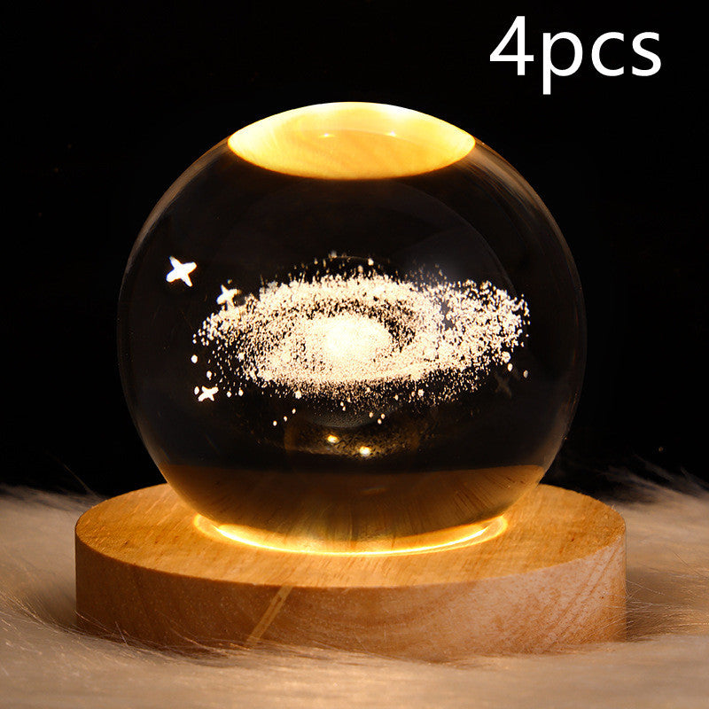 LED Night Light Galaxy Crystal Ball Table Lamp 3D Planet Moon Lamp Bedroom Home Decor For Kids Party Children Birthday Gifts - NOMAN STORE LLC
