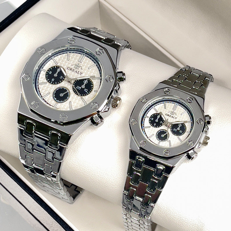 Fashion Men's And Women's Same Steel Belt Quartz With Calendar Waterproof Couple's Watch - NOMAN STORE LLC