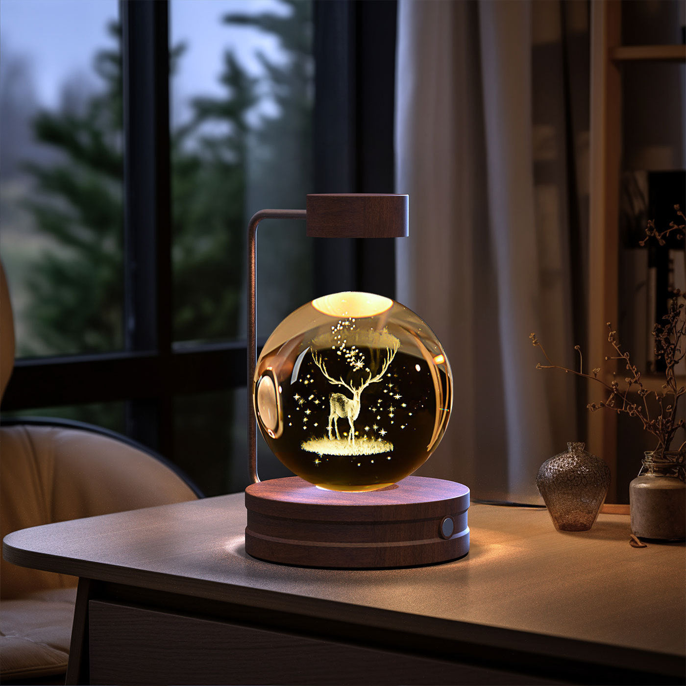 Crystal Ball Cosmic Dinosaur Indoor Night Light USB Power Warm Bedside Light Birthday Gift Night Lamp - NOMAN STORE LLC