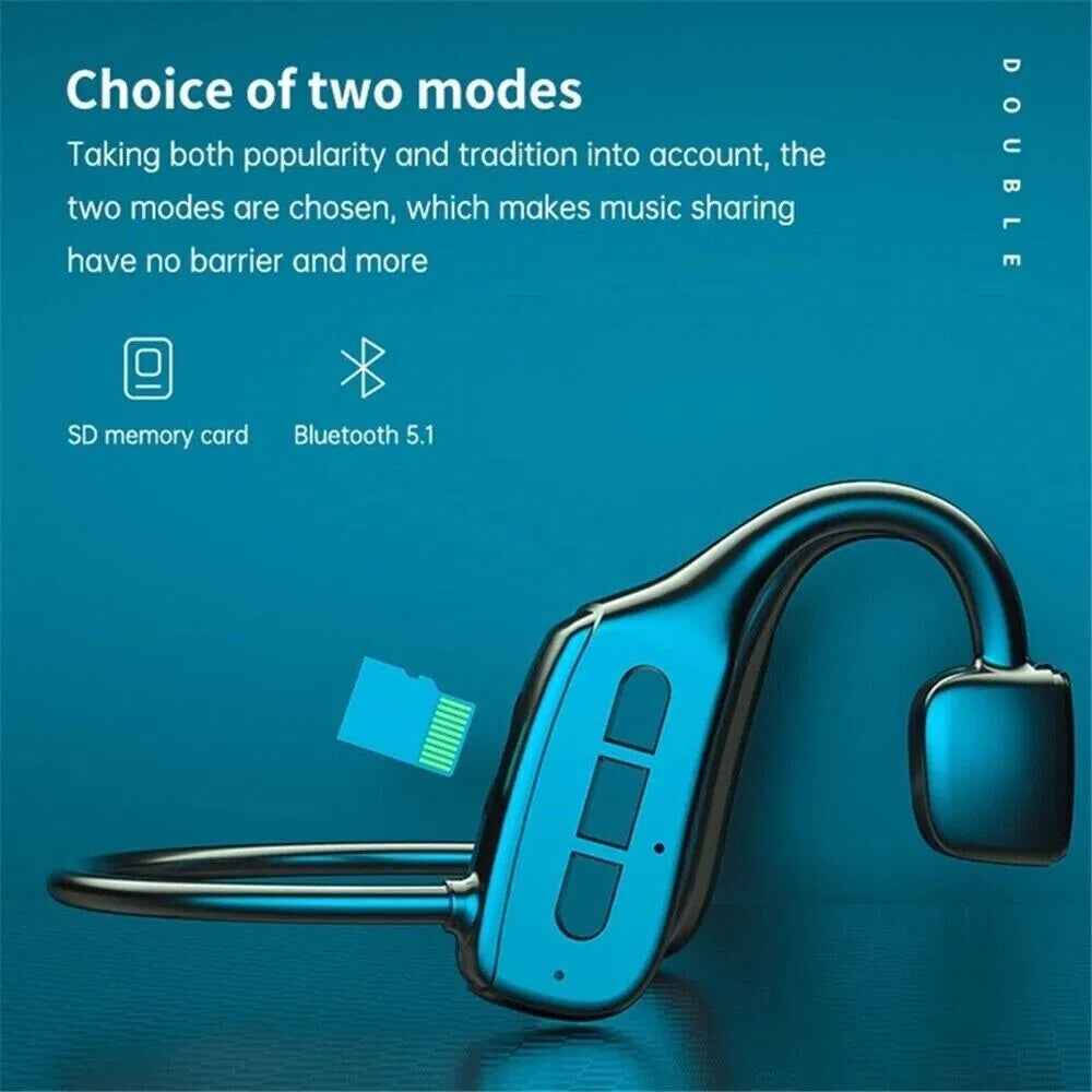 Bone Conduction Headphones Bluetooth 5.1 Wireless Headset Earbuds Outdoor Sport - NOMAN STORE LLC