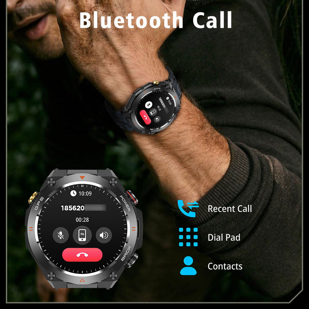 SENBONO GPS Smart Watch Men 1.45'' HD Screen Built-In GPS Altimeter Barometer Compass AI Voice Compatible With Android & IPhone - NOMAN STORE LLC