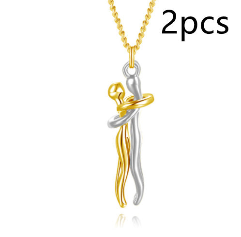 Love Hug Necklace Unisex Men Women Couple Jewelry Simple Temperament Clavicle Chain Valentines Day Lover Gift - NOMAN STORE LLC
