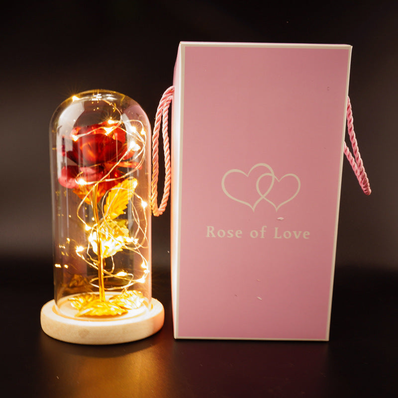 Preserved Flower Glass Cover Gold Foil Rose Flower Mothers Day Valentines Day Birthday Gift Gift Decoration Cross-Border Amazon - NOMAN STORE LLC