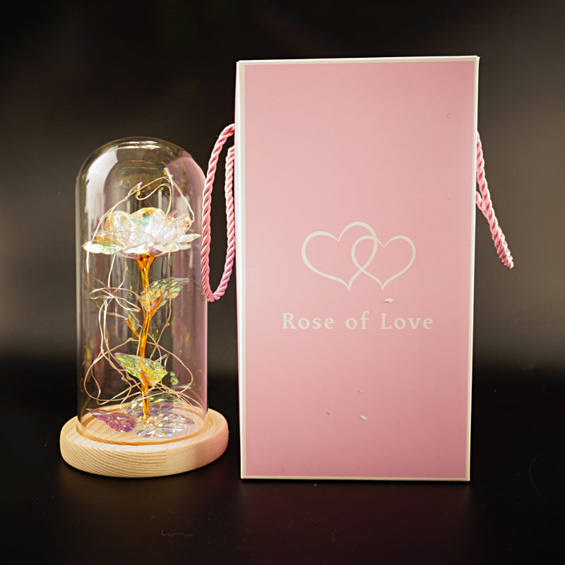 Preserved Flower Glass Cover Gold Foil Rose Flower Mothers Day Valentines Day Birthday Gift Gift Decoration Cross-Border Amazon - NOMAN STORE LLC